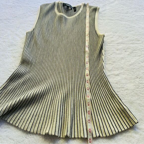 Theory Striped White Black Canelis Prosecco Peplum Tank | Small - Picture 8 of 10